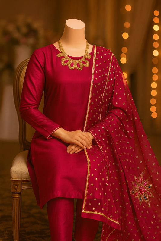 Pink Chundri Dupta Dress