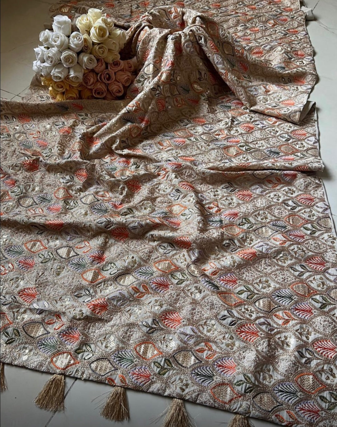 Gold Embroidered shwal