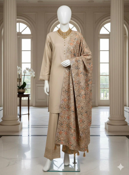 Gold Embroidered shwal